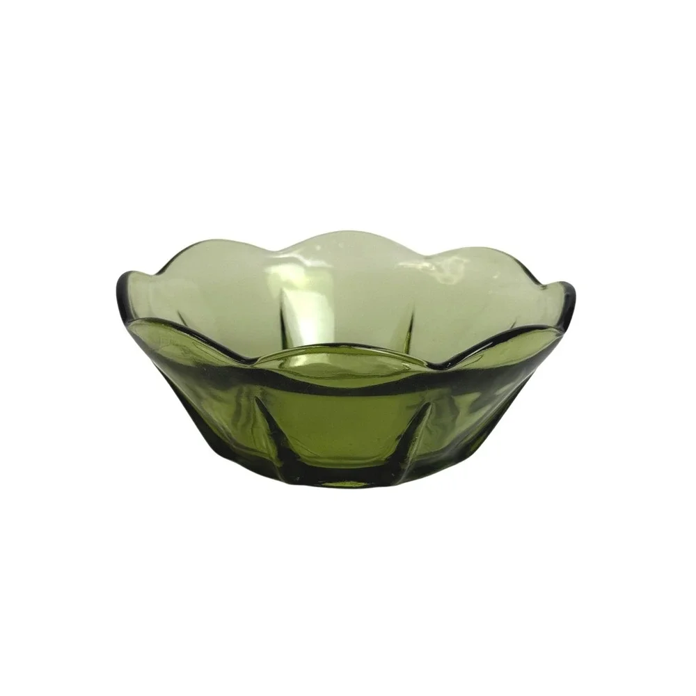 Anchor Hocking Swedish Modern Avocado Green Dip Replacement Bowl Scalloped Edge